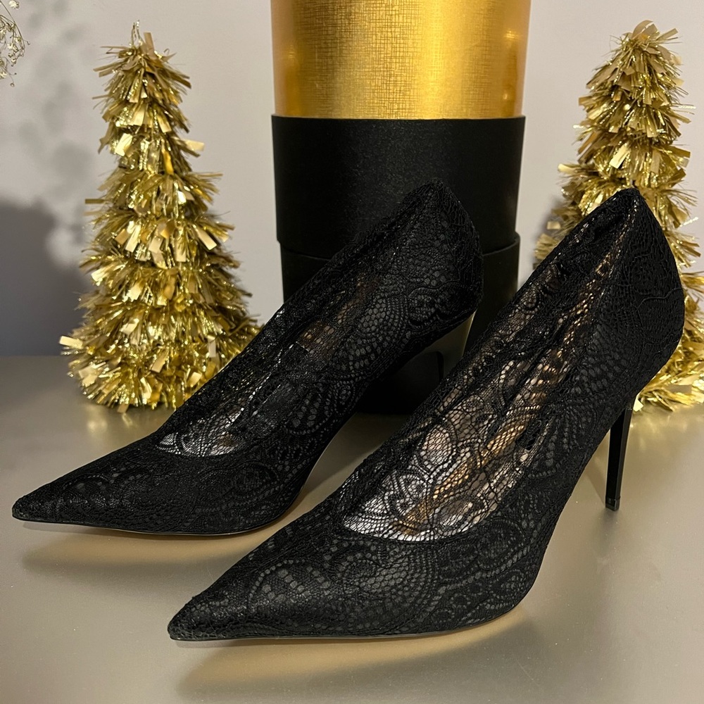 Zara Black Lace Heels